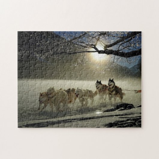 Puzzle Huskies Dans La Neige (Horizontal)