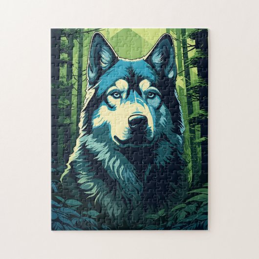 Puzzle Husky dans la forêt verdoyante (Vertical)