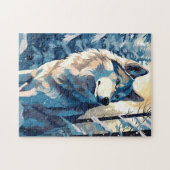 Puzzle Husky dans une forêt enneigée en hiver (Horizontal)