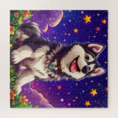 Puzzle Husky Joyeux Contre Ciel Étoilé (Horizontal)