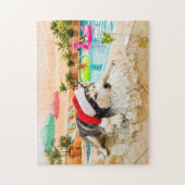 Puzzle Husky sur les rochers à Noël (Vertical)