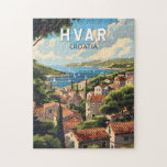 Puzzle Hvar Croatia Travel Art Vintage<br><div class="desc">Conception de déplacement vectoriel rétro Hvar. Hvar,  une île croate de la mer Adriatique,  est plus connue comme station balnéaire. La ville portuaire de Hvar présente des murs datant du XIIIe siècle.</div>