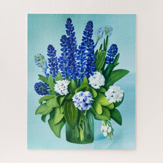 Puzzle Hyacinthes bleu de Cobalt et Hydrangées (Vertical)