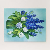 Puzzle Hyacinthes bleu de Cobalt et Hydrangées (Horizontal)