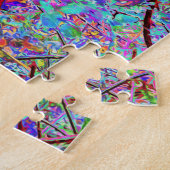 Puzzle Hydrangea Abstrait Violet et Bleu avec Magenta (Côté)