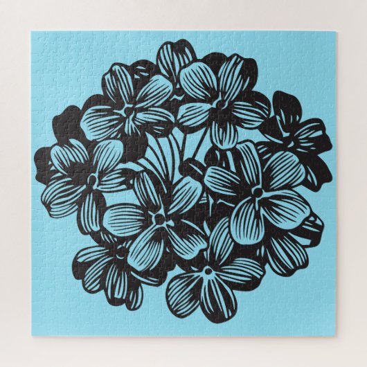 Puzzle Hydrangea Sky Blue Flower Floral (Vertical)