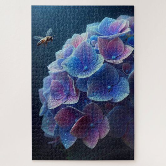 Puzzle Hydrangeas Floral Purple et Bleu (Vertical)