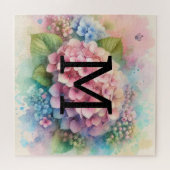 Puzzle Hydrangée rose monogramme (Horizontal)