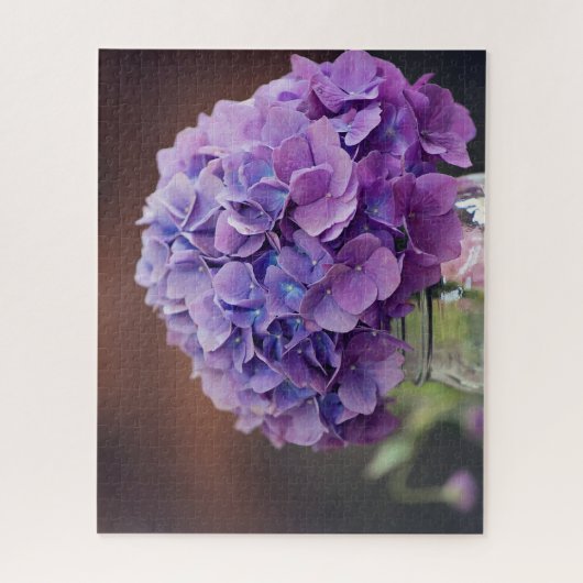Puzzle Hydrangée violette rustique dans Mason Jar Photo (Vertical)