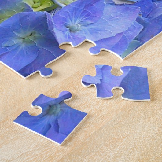 Puzzle Hydrangées bleues et papillons (Côté)