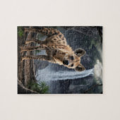 Puzzle hyène tachetée par cascade forestière (Horizontal)