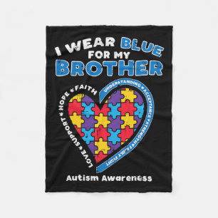 Puzzle I Draag Blue for My Brother Autism Awarenes Fleece Deken