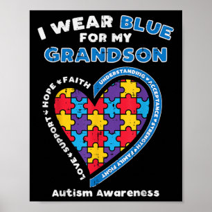 Puzzle I Draag Blue Grandson Autism Awareness Gran Poster