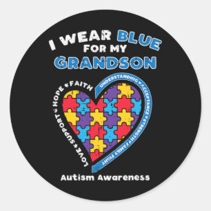 Puzzle I Draag Blue Grandson Autism Awareness Gran Ronde Sticker