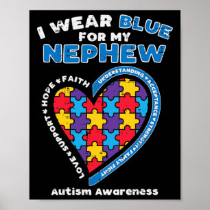 Puzzle I Draag Blue Nephew Autism Awareness Family Poster