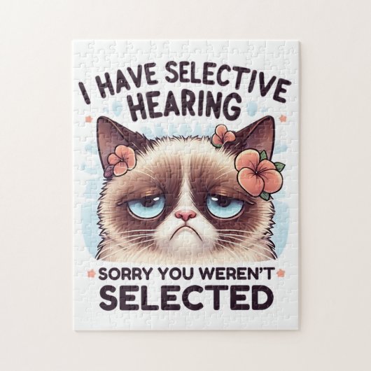 Puzzle I Have Selective Hearing Funny Cat Lover Gift (Vertical)