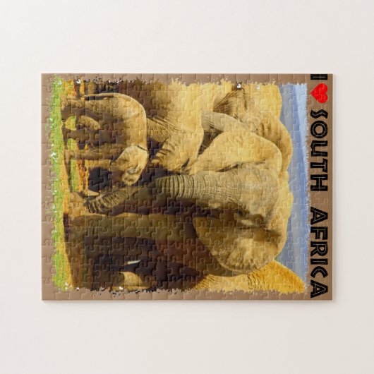 Puzzle I Heart Afrique du Sud éléphant mère et veau (Horizontal)
