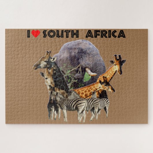 Puzzle I Heart South Africa Wildlife Collage (Horizontal)