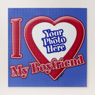Puzzle I Love My Boyfriend Photo Red Heart D R Blue