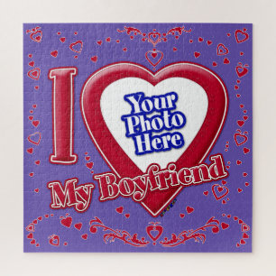 Puzzle I Love My Boyfriend Photo Red Hearts Purple