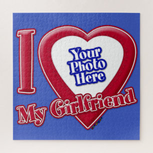 Puzzle I Love My Girlfriend Photo Red Heart D R Blue