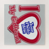 Puzzle I Love My Girlfriend Photo Red Heart Grey (Horizontal)