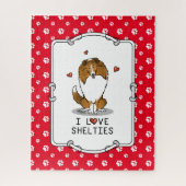 Puzzle I Love Shelts (sable 2) Shetland Sheepdogs mignonn (Vertical)