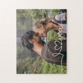 Puzzle I Love You in White Script with Heart Custom (Vertical)
