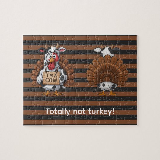 Puzzle I’m a Cow Turkey | Funny Thanksgiving Disguise (Horizontal)