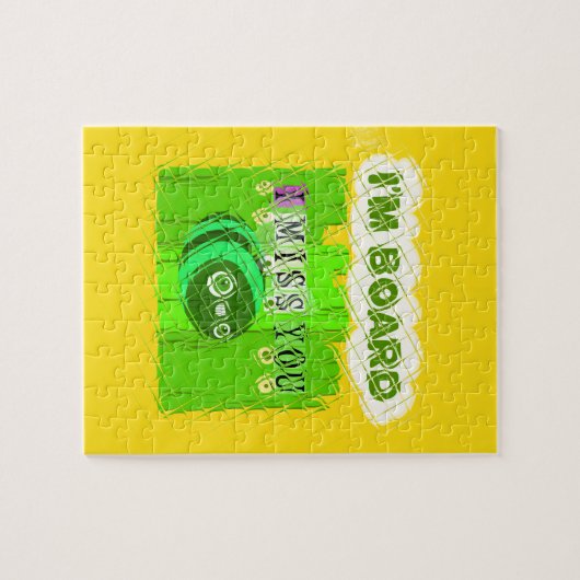 Puzzle I Miss You, I'm Board : Drôle Text Cote Art (Horizontal)