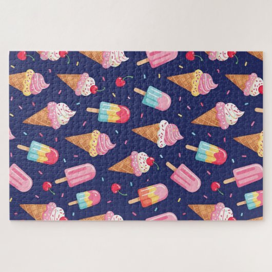 Puzzle Ice cream, popsicles and cherries pattern (Horizontal)