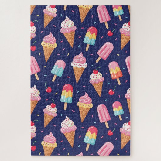 Puzzle Ice cream, popsicles and cherries pattern (Vertical)