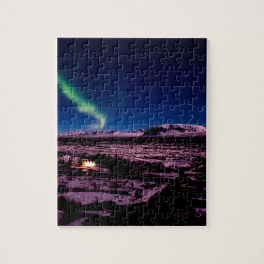 Puzzle Iceland green northern lights sky (Vertical)