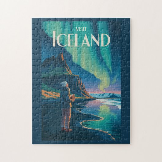 Puzzle Iceland Northern Lights Illustration Travel Art Vi (Vertical)