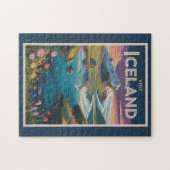Puzzle Iceland Painterly Illustration Travel Art Vintage (Horizontal)