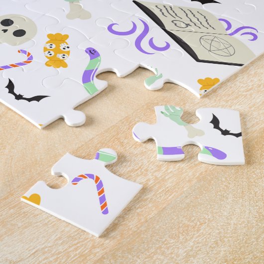 Puzzle Icônes mignonnes et effrayantes d'Halloween (Côté)