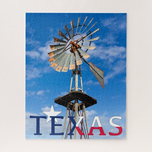 Puzzle Iconic Texas Image, Windmill et Texas Logo (Vertical)