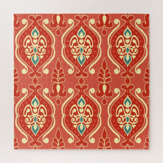 Puzzle Ikat artisanal : Tissu Boho Ethnique (Vertical)