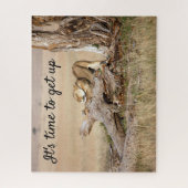 Puzzle Il est temps de lever la photo Lion avec le texte (Vertical)