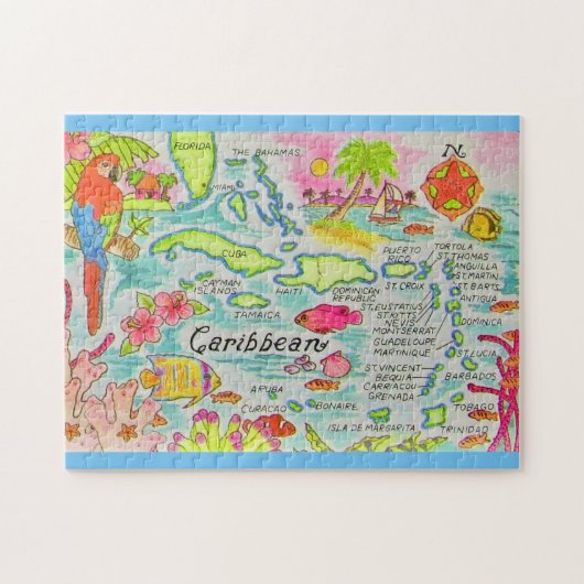 Puzzle Îles 11x14 illustrées de manière colorée (Horizontal)