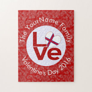 Puzzle Îles Féroé Rouge Drapeau LOVE Personnalisé