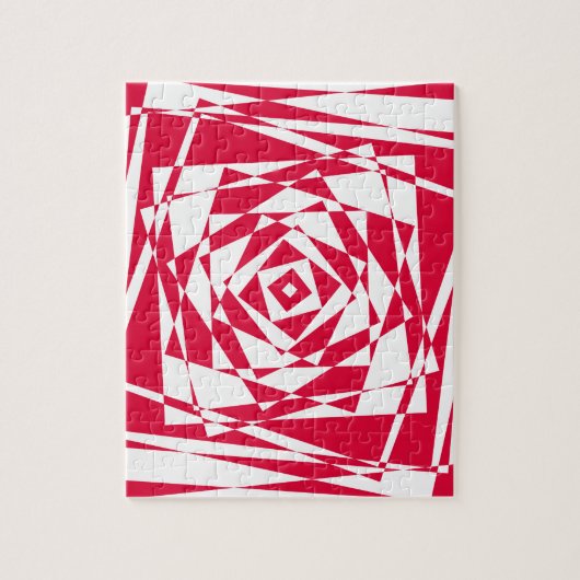 Puzzle Illusion abstraite rouge blanc (Vertical)