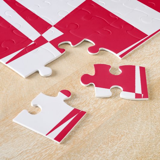 Puzzle Illusion abstraite rouge blanc (Côté)