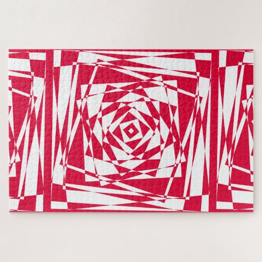 Puzzle Illusion abstraite rouge blanc (Horizontal)