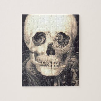 Puzzle Illusion optique d'amour de crâne rétro