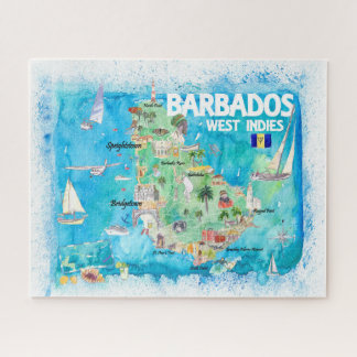 Puzzle Illustrated Caribbean Travel Map