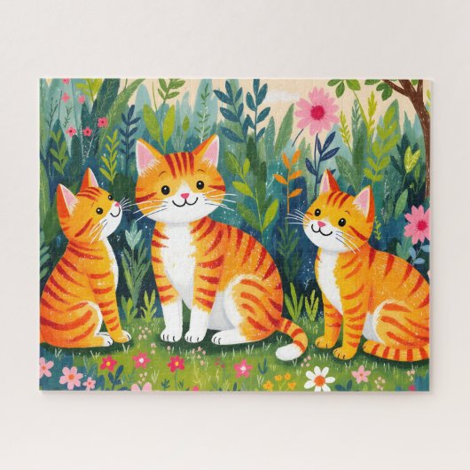 Puzzle Illustrated Cats in Bloom (Horizontal)