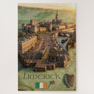 Puzzle Illustration 3D de la carte de Limerick Irlande 10