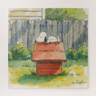 Puzzle Illustration aquarelle d'un chien endormi sur une