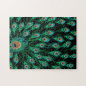Puzzle Illustration avec des plumes de paon sur le noir (Horizontal)